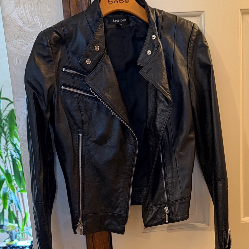 Bebe Sleek Black Leather Jacket